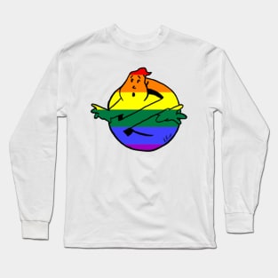 Ghostly Gay Pride (Black Border) T-Shirt Long Sleeve T-Shirt